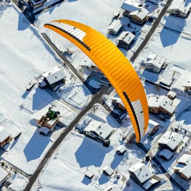 Niviuk Ikuma 2 P lightweight XC paraglider in colour Sun (orange-black-white)