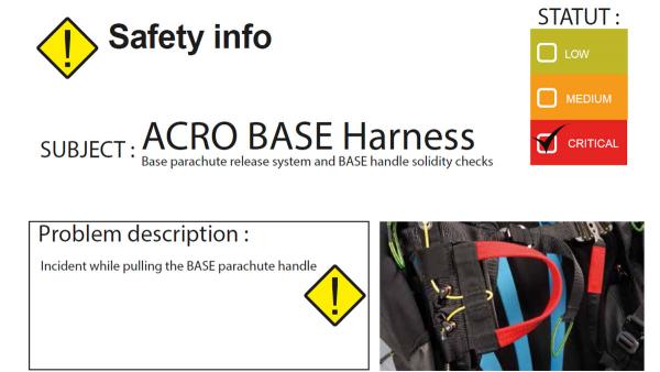 Safety Notice: Supair ACRO BASE
