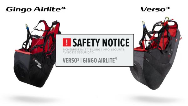 Safety Notice: Gin Gingo Airlite 4 + Verso 3