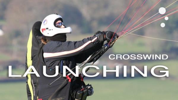 Paraglider Control: Crosswind Launching