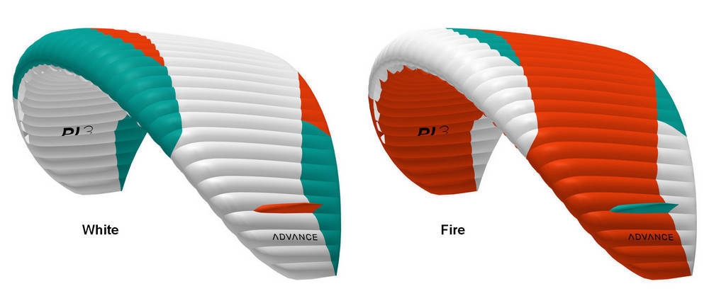 Advance PI 3 standard colours: White, Fire - Flybubble